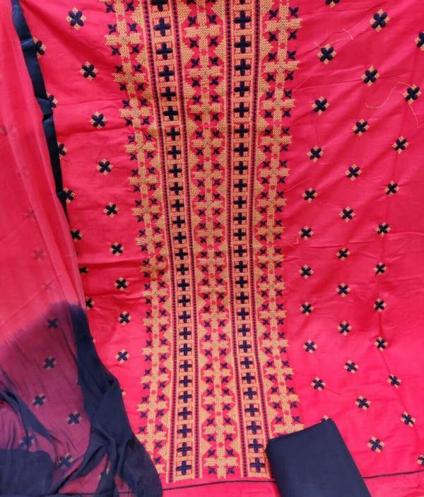 PC Cotton 3 Designer Cotton Kashmiri Work Dress Materials